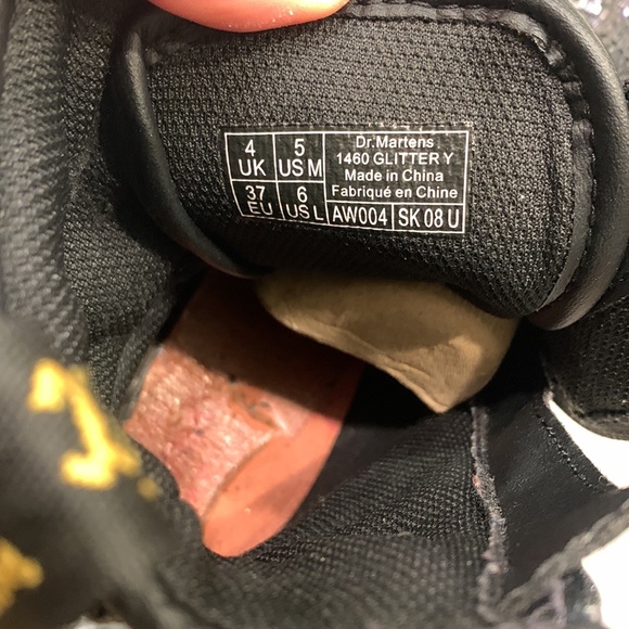 Dr. Martens Doc Martens 1460 Black Glitter Lace Up Boots Women's Size 6 - Picture 5 of 6